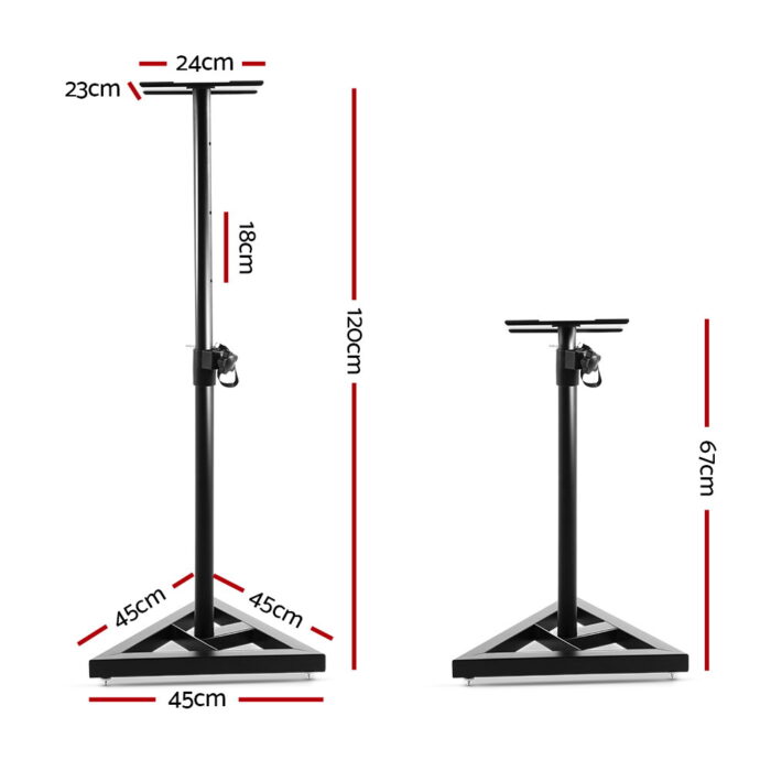 Alpha Speaker Stand 67-120cm Adjustable Height Surround Sound Studio Home 2pcs - Image 2