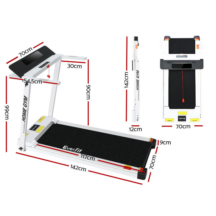 Everfit Treadmill Electric Home Gym Fitness Excercise Fully Foldable 450mm White - Image 2