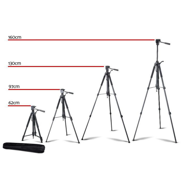 Weifeng Professional Camera Tripod Stand Mount DSLR Travel Adjustable 62-160cm Black - Image 2