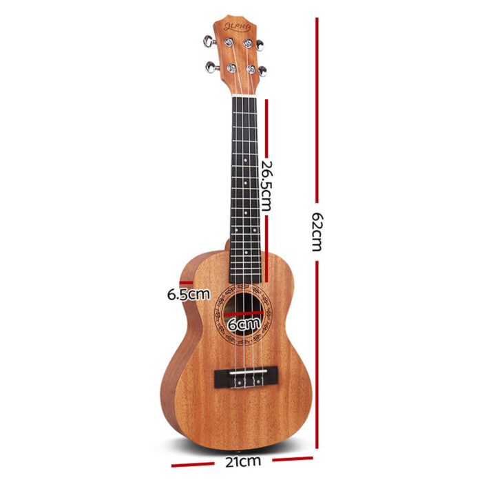 Alpha 23" Ukulele Natural Mahogany Concert Beginner Gift w/ Carry Bag - Image 2