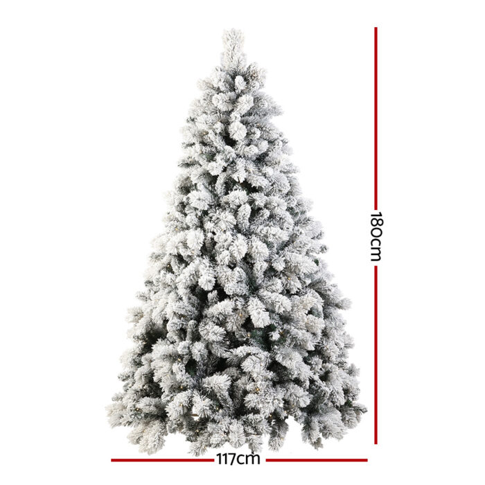 Jingle Jollys Christmas Tree 1.8M Xmas Tree with 350 LED Lights Snowy Tips - Image 2