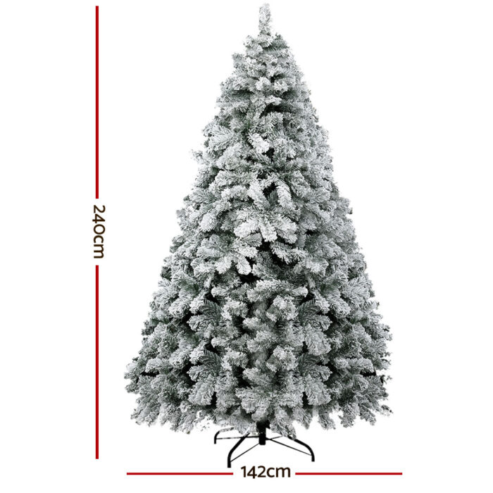 Jingle Jollys Christmas Tree 2.4m Snow Flocked Xmas Tree Decorations 1291 Tips - Image 2