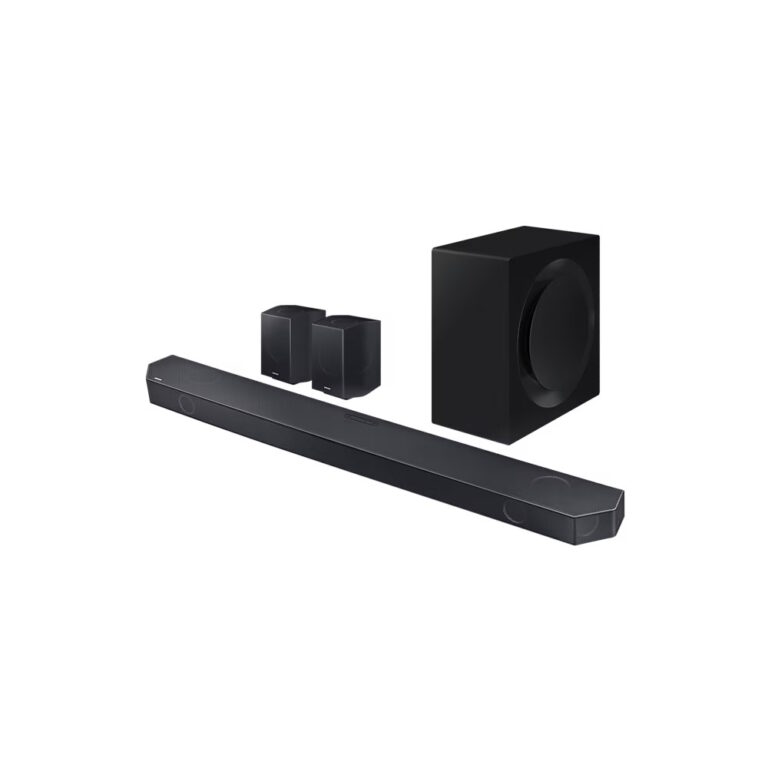 Samsung Q990C Soundbar Kit Photo with Soundbar, Subwoofer and 2 Rear-Firing Speakers