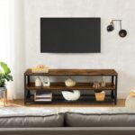 VASAGLE 140cm Entertainment Unit with Shelves Rustic Brown - Image 4