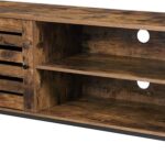 VASAGLE 110cm Entertainment Unit with 2 Shelves and Louvred Door