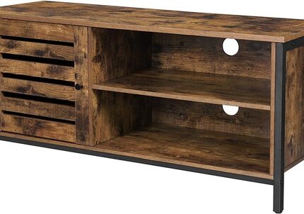 VASAGLE 110cm Entertainment Unit with 2 Shelves and Louvred Door