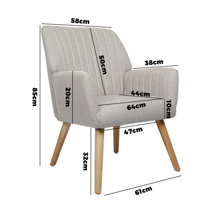Oikiture Armchair Lounge Sofa Chair Fabric Accent Chairs Armchairs Couches Beige - Image 8