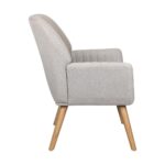 Oikiture Armchair Lounge Sofa Chair Fabric Accent Chairs Armchairs Couches Beige - Image 4