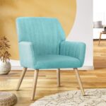 Oikiture Armchair Fabric Couches Blue - Image 3
