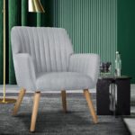 Oikiture Armchair Lounge Sofa Chair Fabric Accent Chairs Armchairs Couches Grey - Image 5