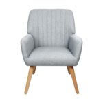 Oikiture Armchair Lounge Sofa Chair Fabric Accent Chairs Armchairs Couches Grey