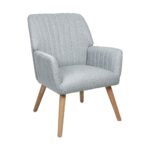 Oikiture Armchair Lounge Sofa Chair Fabric Accent Chairs Armchairs Couches Grey - Image 8