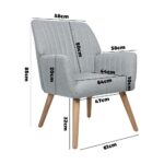 Oikiture Armchair Lounge Sofa Chair Fabric Accent Chairs Armchairs Couches Grey - Image 3