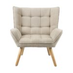 Oikiture Armchair Fabric Upholstered Tub Chair Beige