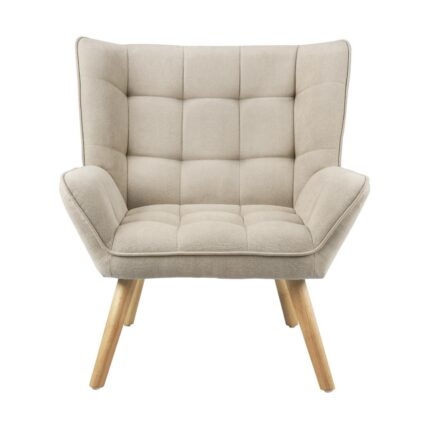 Oikiture Armchair Fabric Upholstered Tub Chair Beige