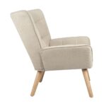 Oikiture Armchair Fabric Upholstered Tub Chair Beige - Image 7