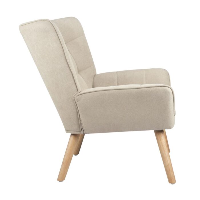 Oikiture Armchair Fabric Upholstered Tub Chair Beige - Image 7