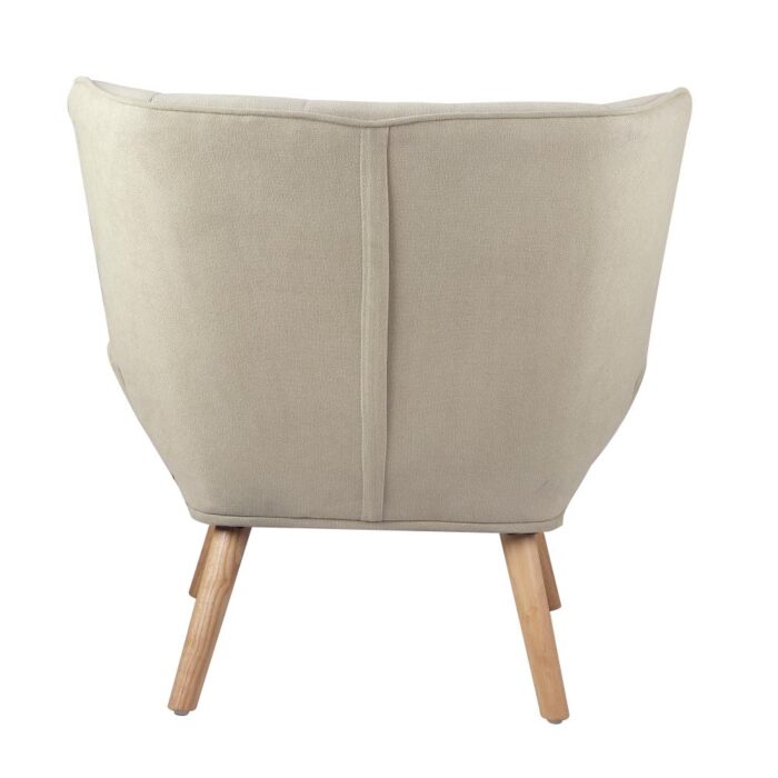 Oikiture Armchair Fabric Upholstered Tub Chair Beige - Image 4