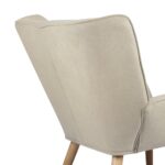 Oikiture Armchair Fabric Upholstered Tub Chair Beige - Image 2