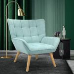Oikiture Armchair Fabric Upholstered Tub Chair Blue - Image 5