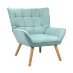 Oikiture Armchair Fabric Upholstered Tub Chair Blue - Image 3