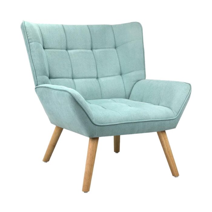 Oikiture Armchair Fabric Upholstered Tub Chair Blue - Image 3