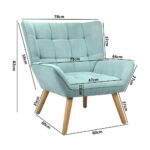 Oikiture Armchair Fabric Upholstered Tub Chair Blue - Image 4