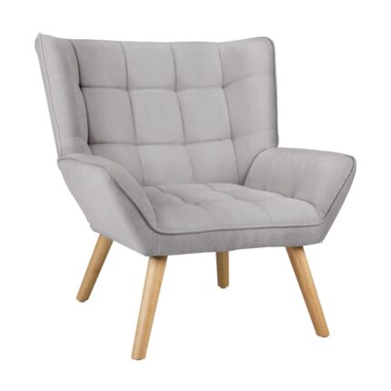 Oikiture Armchair Fabric Upholstered Tub Chair Grey