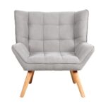 Oikiture Armchair Fabric Upholstered Tub Chair Grey - Image 3
