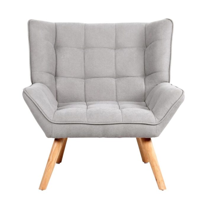 Oikiture Armchair Fabric Upholstered Tub Chair Grey - Image 3