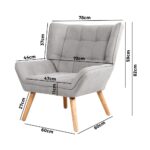 Oikiture Armchair Fabric Upholstered Tub Chair Grey - Image 4