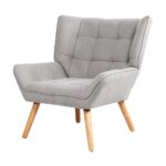 Oikiture Armchair Fabric Upholstered Tub Chair Grey - Image 5