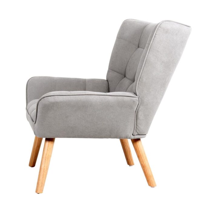 Oikiture Armchair Fabric Upholstered Tub Chair Grey - Image 7