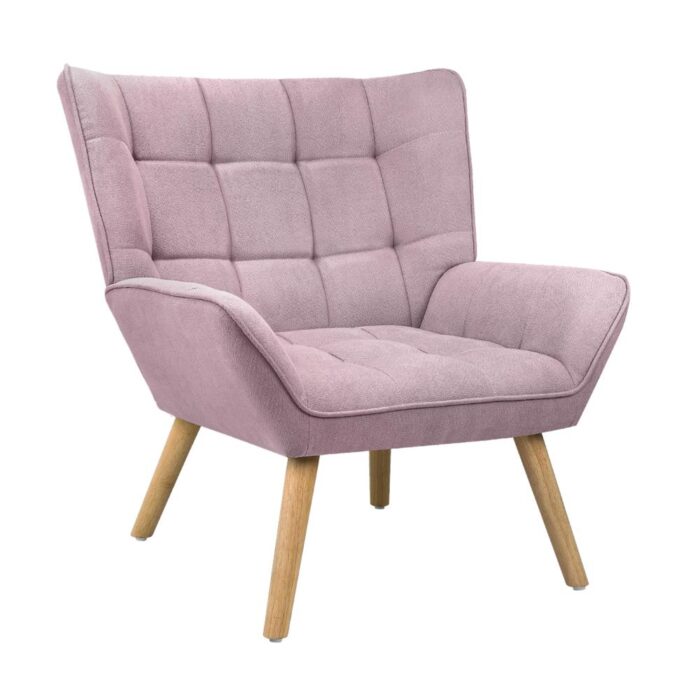 Oikiture Armchair Fabric Upholstered Tub Chair Pink - Image 4