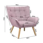 Oikiture Armchair Fabric Upholstered Tub Chair Pink - Image 2