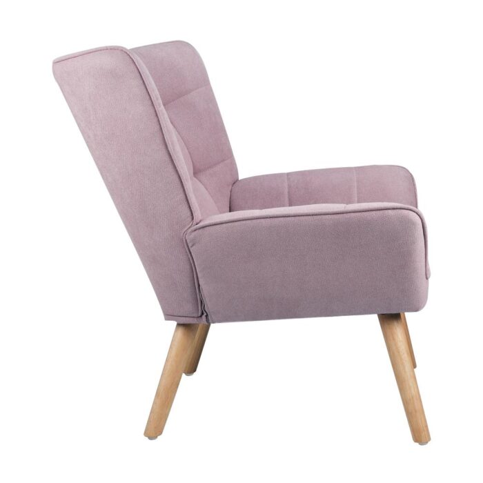 Oikiture Armchair Fabric Upholstered Tub Chair Pink - Image 6