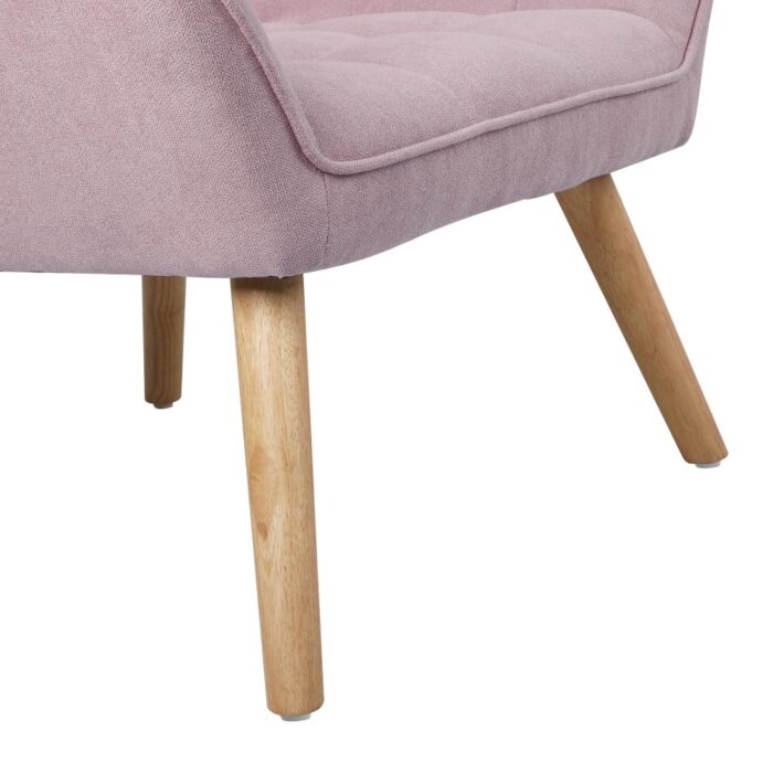 Oikiture Armchair Fabric Upholstered Tub Chair Pink - Image 5