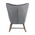 Oikiture Rocking Chair Armchair Velvet Accent Chairs Fabric Upholstered Grey - Image 2