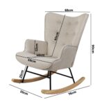 Oikiture Rocking Chair Nursing Armchair Velvet Accent Chairs Upholstered Beige - Image 6