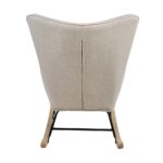 Oikiture Rocking Chair Nursing Armchair Velvet Accent Chairs Upholstered Beige - Image 5