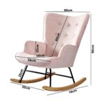 Oikiture Rocking Chair Nursing Armchair Velvet Accent Chairs Upholstered Pink - Image 3