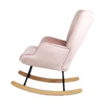 Oikiture Rocking Chair Nursing Armchair Velvet Accent Chairs Upholstered Pink - Image 6