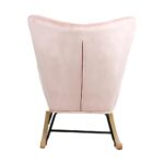 Oikiture Rocking Chair Nursing Armchair Velvet Accent Chairs Upholstered Pink - Image 7