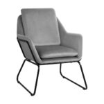 Oikiture Armchair Velvet Upholstered Grey