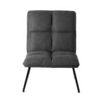 Oikiture Armchair Lounge Chair Accent Chairs Linen Fabric Upholstered Dark Grey - Image 2