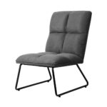 Oikiture Armchair Lounge Chair Accent Chairs Linen Fabric Upholstered Dark Grey - Image 3