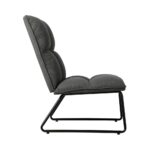 Oikiture Armchair Lounge Chair Accent Chairs Linen Fabric Upholstered Dark Grey - Image 4