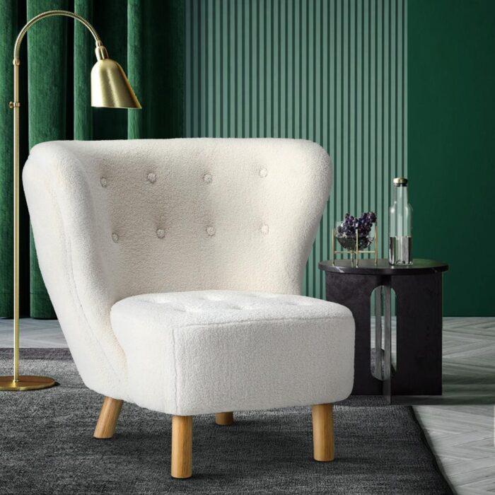 Oikiture Armchair Accent Couches Sofa White - Image 4