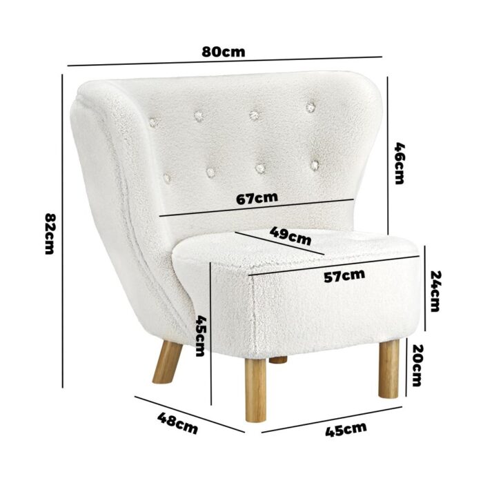 Oikiture Armchair Accent Couches Sofa White - Image 5