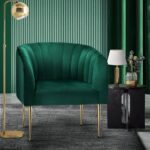 Oikiture Armchair Lounge Chair Accent Chairs Velvet Armchairs Sofa Couches Green - Image 3